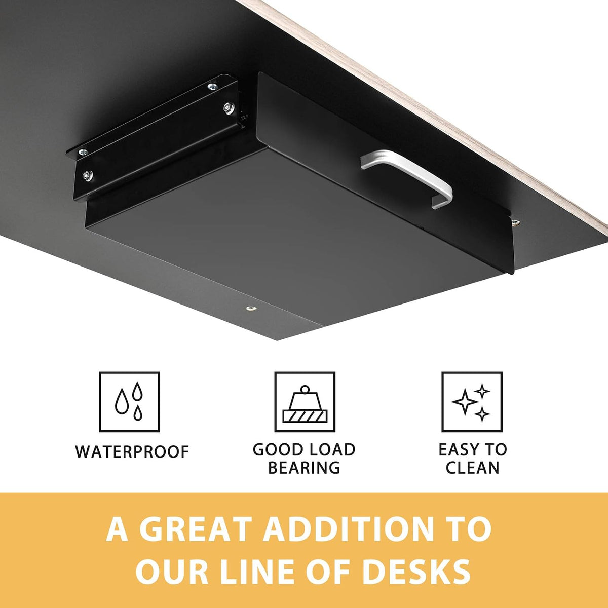 Under Desk Pull-Out Drawer - Storage Organizer Office Mounted, Easy Slide-Out Pencil Drawer for Saving Space, Under Flat-Top Desk Storage Ideal for Sit-Stand Workstation