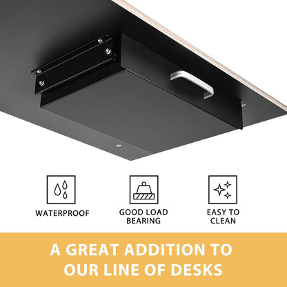 Under Desk Pull-Out Drawer - Storage Organizer Office Mounted, Easy Slide-Out Pencil Drawer for Saving Space, Under Flat-Top Desk Storage Ideal for Sit-Stand Workstation
