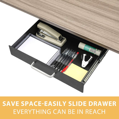 Under Desk Pull-Out Drawer - Storage Organizer Office Mounted, Easy Slide-Out Pencil Drawer for Saving Space, Under Flat-Top Desk Storage Ideal for Sit-Stand Workstation