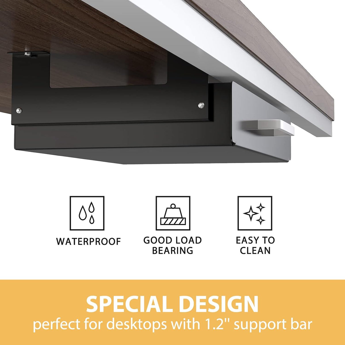 Under Desk Pull-Out Drawer - Storage Organizer Office Mounted, Easy Slide-Out Pencil Drawer for Saving Space, Under Flat-Top Desk Storage Ideal for Sit-Stand Workstation