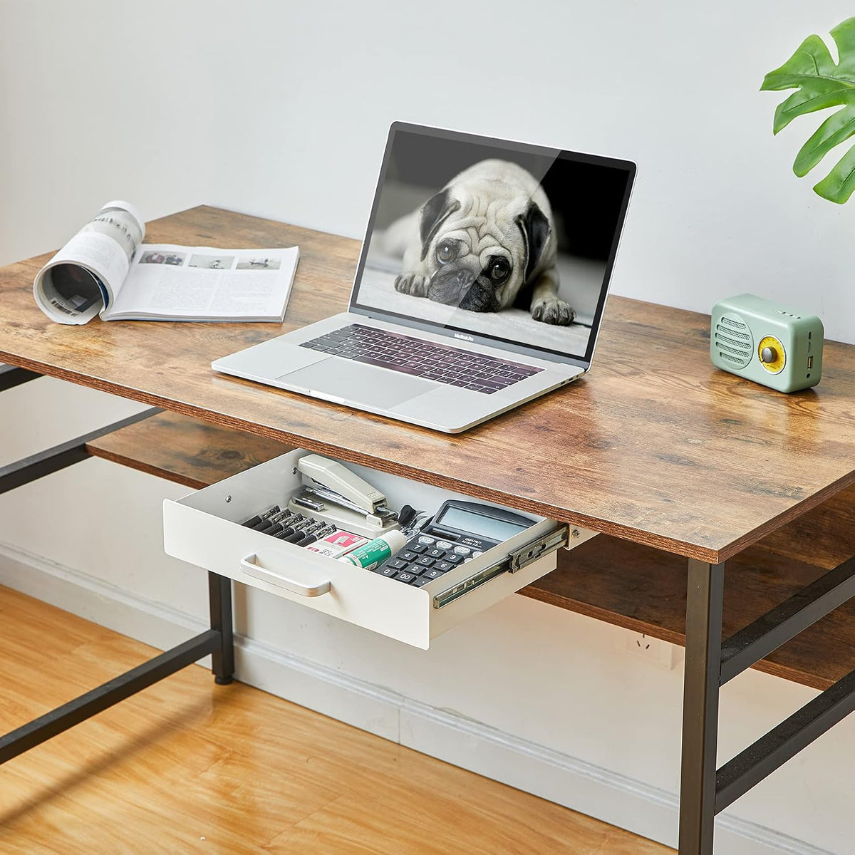 Under Desk Pull-Out Drawer - Storage Organizer Office Mounted, Easy Slide-Out Pencil Drawer for Saving Space, Under Flat-Top Desk Storage Ideal for Sit-Stand Workstation