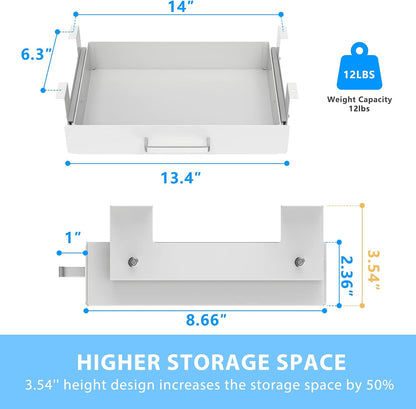 Under Desk Pull-Out Drawer - Storage Organizer Office Mounted, Easy Slide-Out Pencil Drawer for Saving Space, Under Flat-Top Desk Storage Ideal for Sit-Stand Workstation