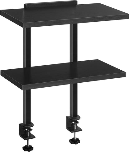 Clamp On Desk Organizer, 3-Tier Desktop Bookshelf, Adjustable Desk Storage Shelf, Metal Frame, for Office, Study and Game Room, Black DSBK3601