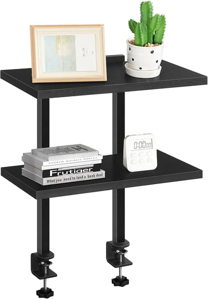 Clamp On Desk Organizer, 3-Tier Desktop Bookshelf, Adjustable Desk Storage Shelf, Metal Frame, for Office, Study and Game Room, Black DSBK3601