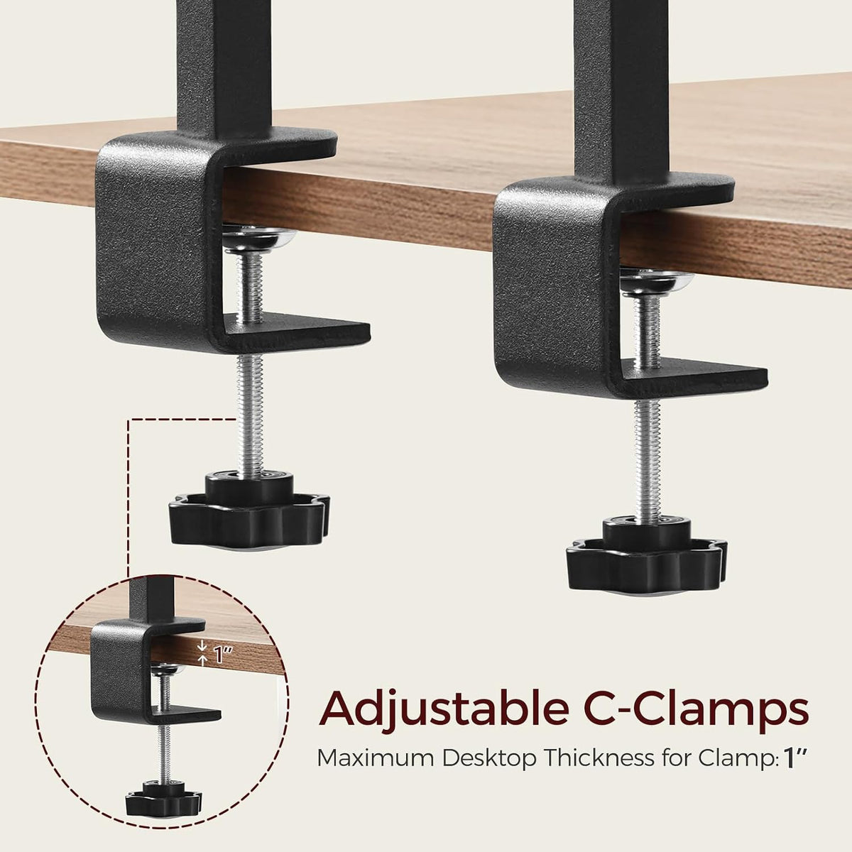 Clamp On Desk Organizer, 3-Tier Desktop Bookshelf, Adjustable Desk Storage Shelf, Metal Frame, for Office, Study and Game Room, Black DSBK3601
