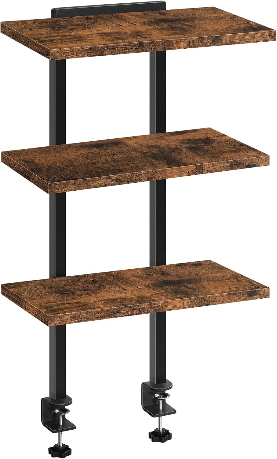 Clamp On Desk Organizer, 3-Tier Desktop Bookshelf, Adjustable Desk Storage Shelf, Metal Frame, for Office, Study and Game Room, Black DSBK3601
