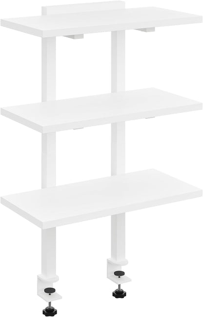 Clamp On Desk Organizer, 3-Tier Desktop Bookshelf, Adjustable Desk Storage Shelf, Metal Frame, for Office, Study and Game Room, Black DSBK3601