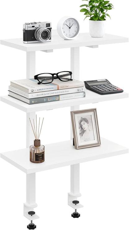 Clamp On Desk Organizer, 3-Tier Desktop Bookshelf, Adjustable Desk Storage Shelf, Metal Frame, for Office, Study and Game Room, Black DSBK3601