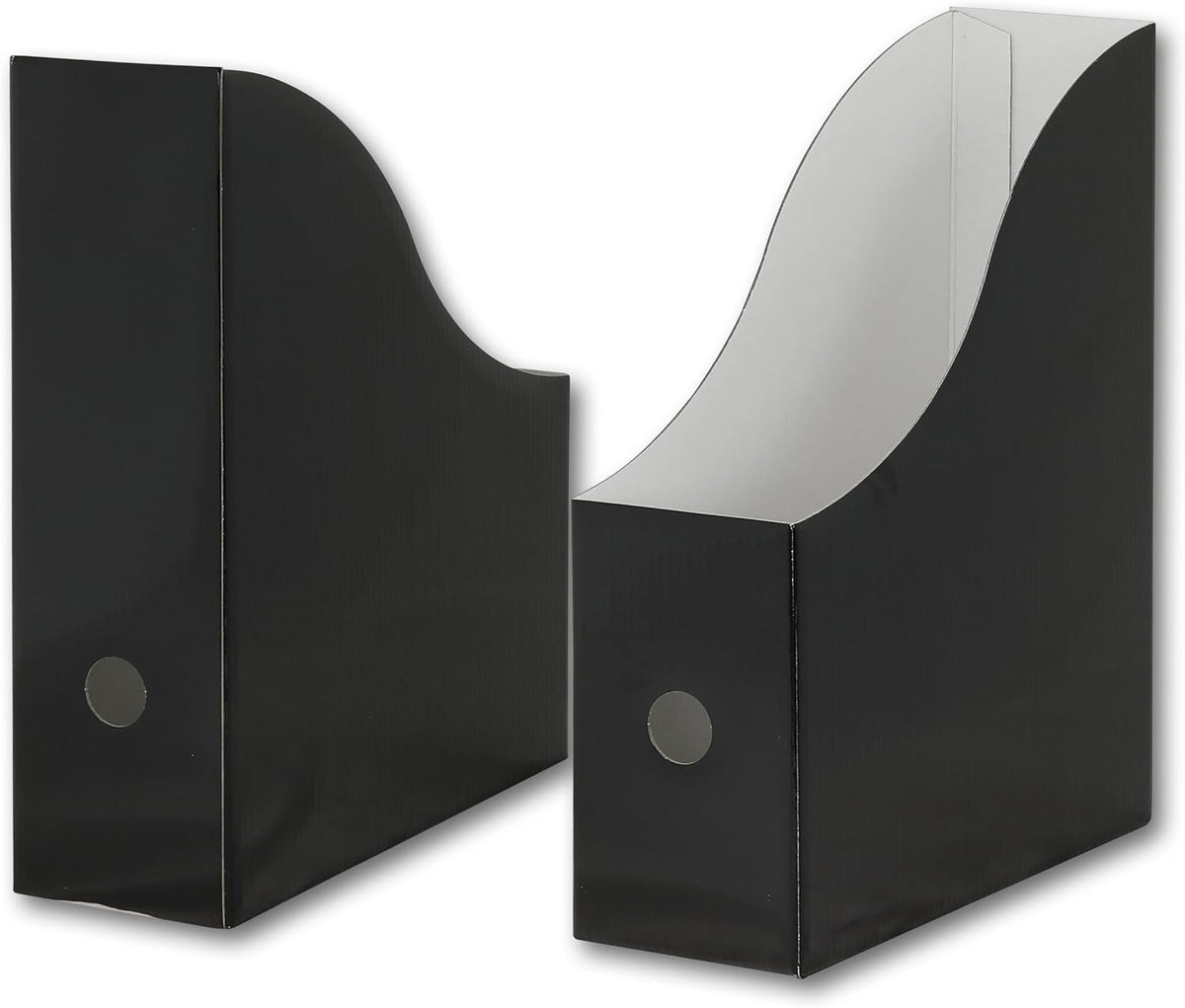 Magazine File Holder Box, Foldable Cardboard Organizer, Black