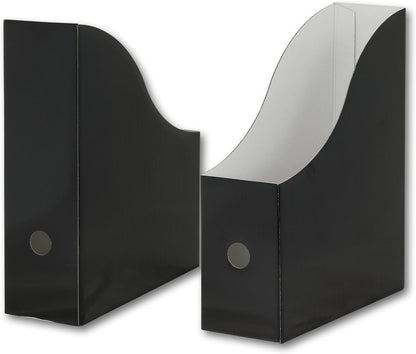 Magazine File Holder Box, Foldable Cardboard Organizer, Black