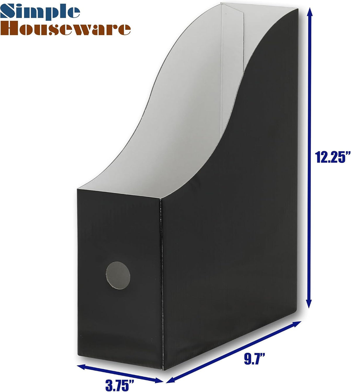 Magazine File Holder Box, Foldable Cardboard Organizer, Black