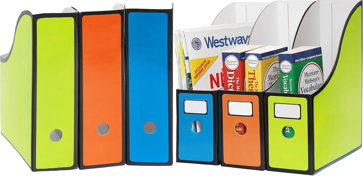Magazine File Holder Box, Foldable Cardboard Organizer, Black