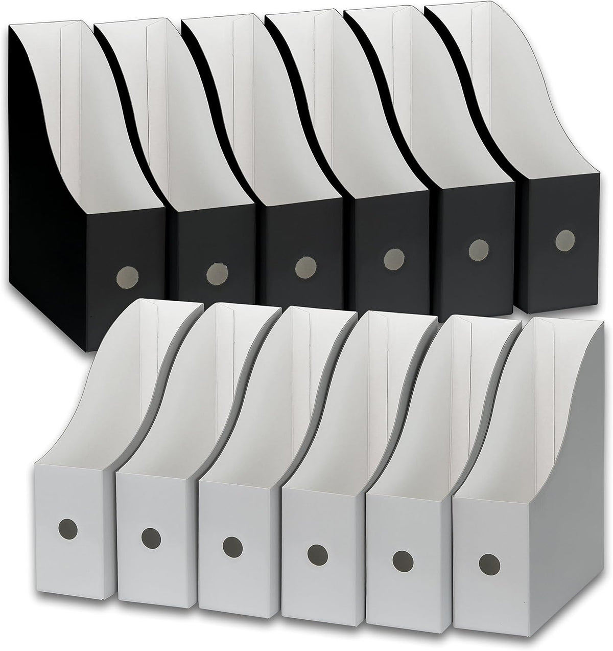 Magazine File Holder Box, Foldable Cardboard Organizer, Black