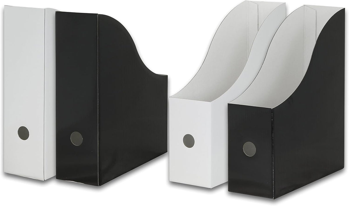 Magazine File Holder Box, Foldable Cardboard Organizer, Black