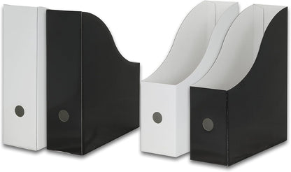 Magazine File Holder Box, Foldable Cardboard Organizer, Black