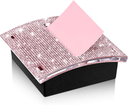 Rhinestone Sticky Note Dispenser 4x4 Pink Bling Holder