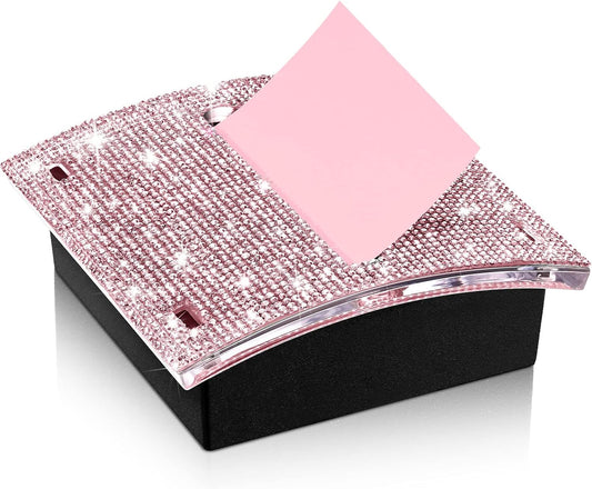 Rhinestone Sticky Note Dispenser 4x4 Pink Bling Holder