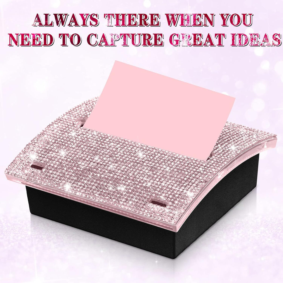 Rhinestone Sticky Note Dispenser 4x4 Pink Bling Holder