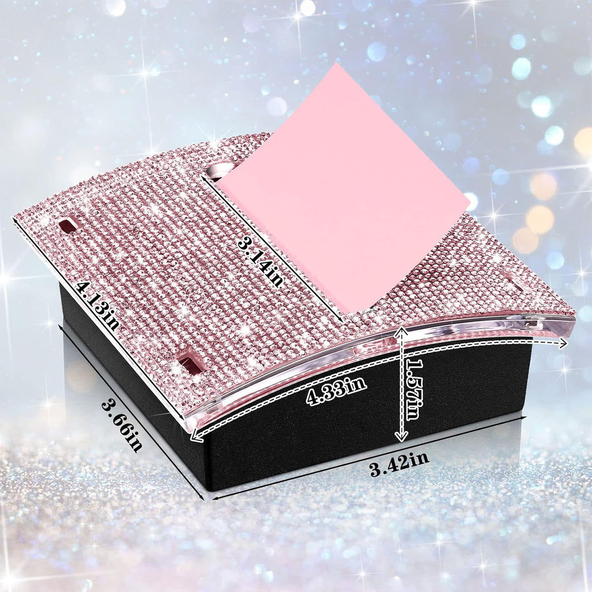 Rhinestone Sticky Note Dispenser 4x4 Pink Bling Holder