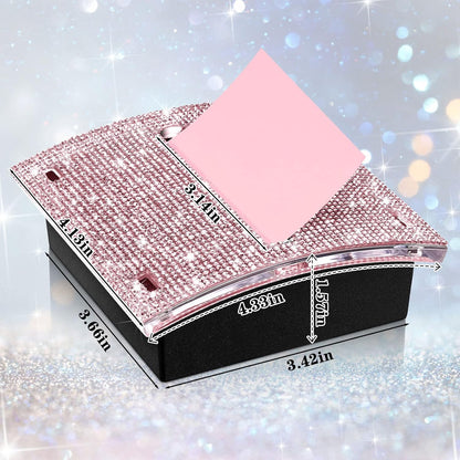 Rhinestone Sticky Note Dispenser 4x4 Pink Bling Holder