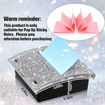 Rhinestone Sticky Note Dispenser 4x4 Pink Bling Holder