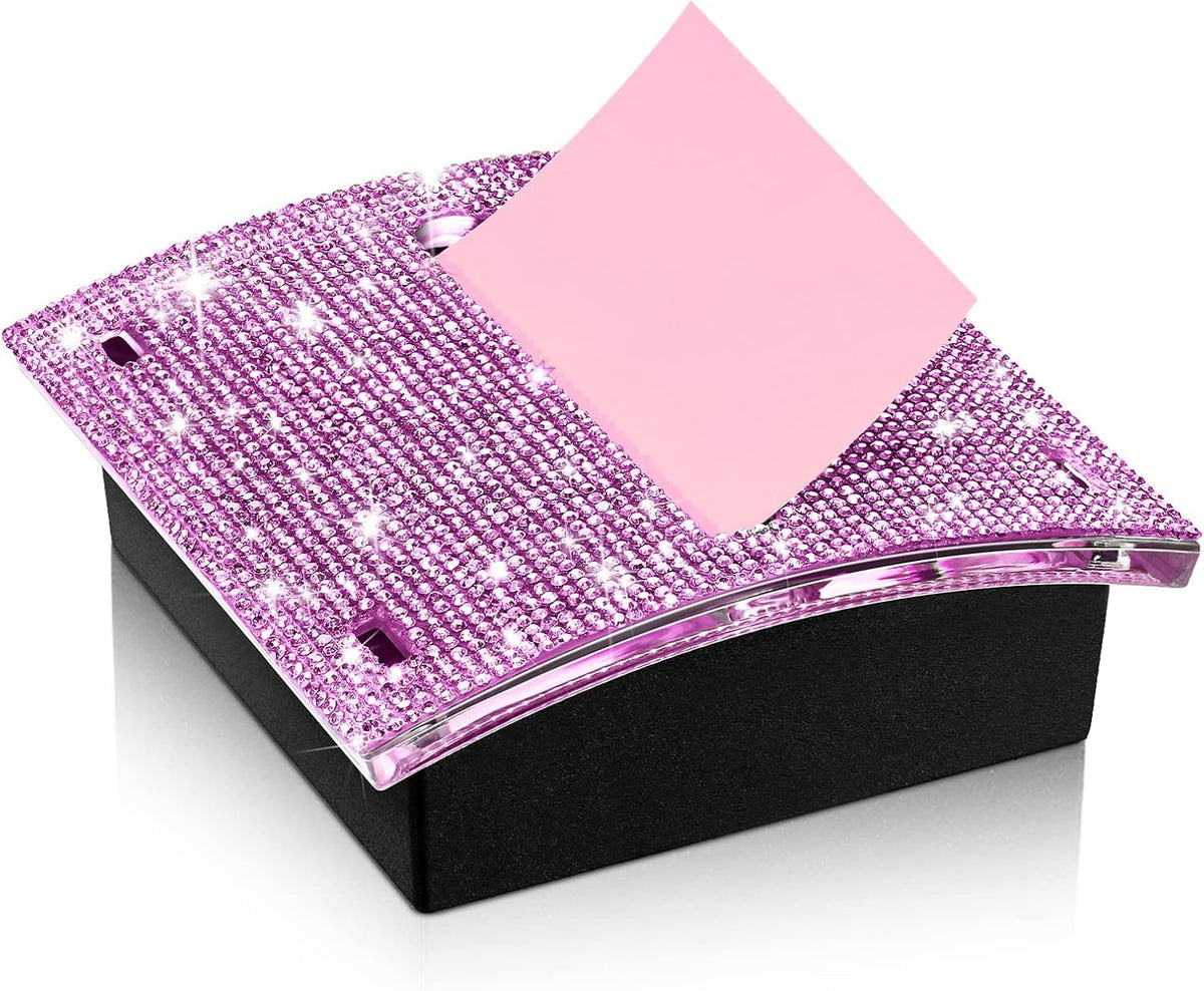 Rhinestone Sticky Note Dispenser 4x4 Pink Bling Holder