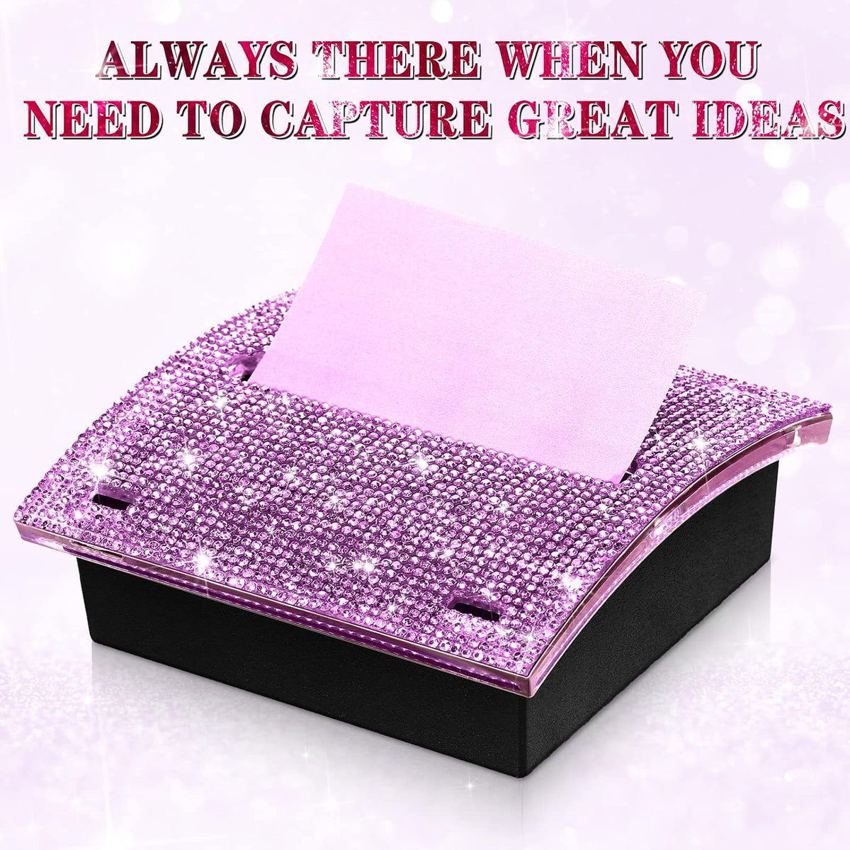 Rhinestone Sticky Note Dispenser 4x4 Pink Bling Holder