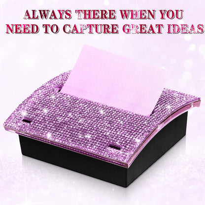 Rhinestone Sticky Note Dispenser 4x4 Pink Bling Holder