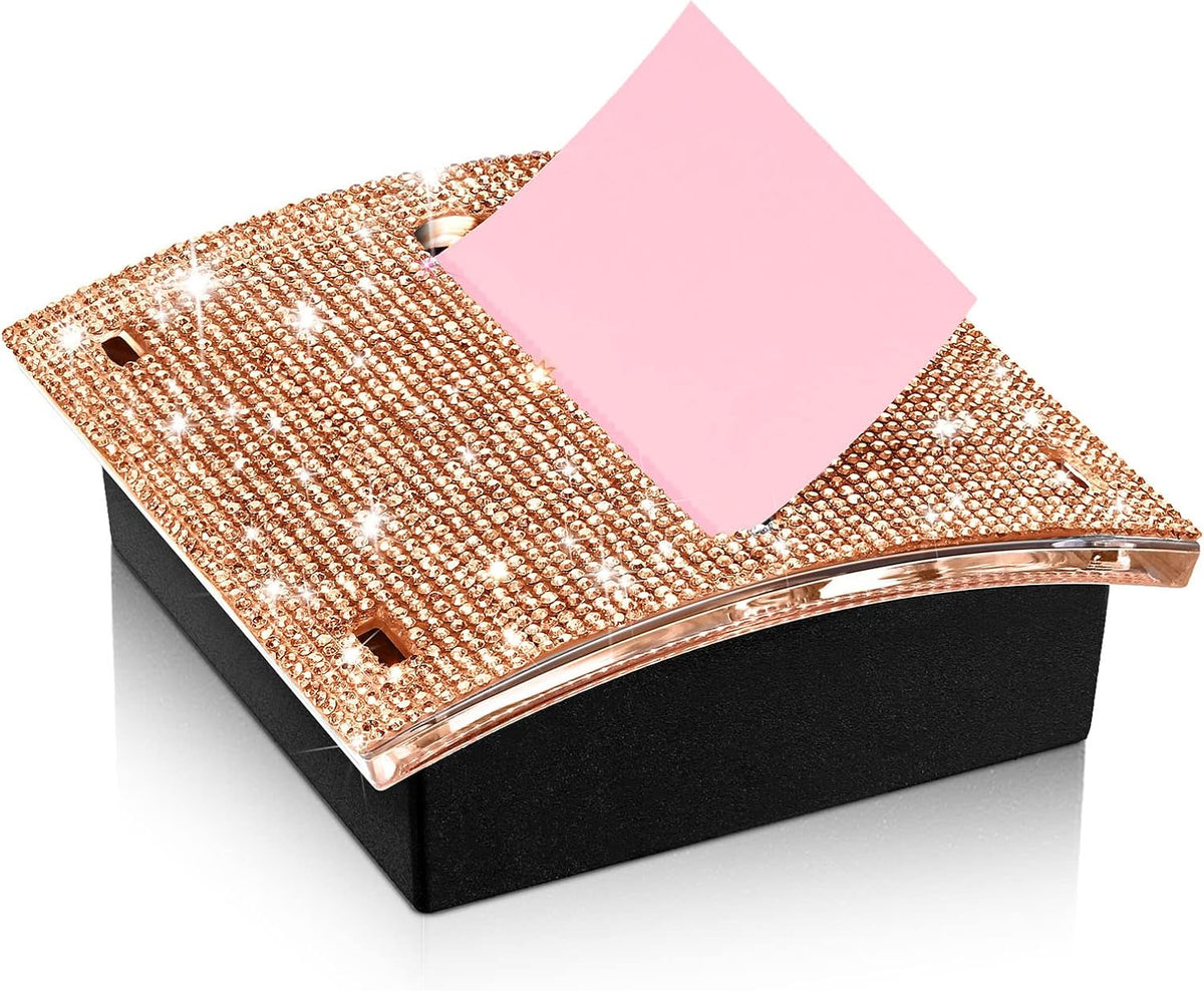 Rhinestone Sticky Note Dispenser 4x4 Pink Bling Holder