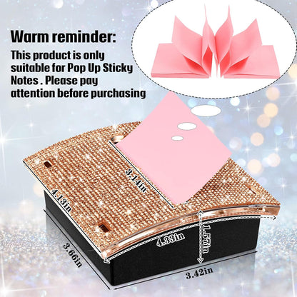 Rhinestone Sticky Note Dispenser 4x4 Pink Bling Holder