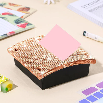 Rhinestone Sticky Note Dispenser 4x4 Pink Bling Holder