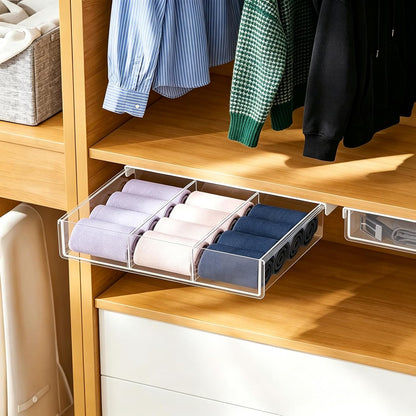 Under Desk Drawer, No Drill Under Desk Storage for Desk Organization, Adhesive Drawer for Home Office & Dorm Essentials, ABS Plastic Hidden Tray for Pens & Notepads