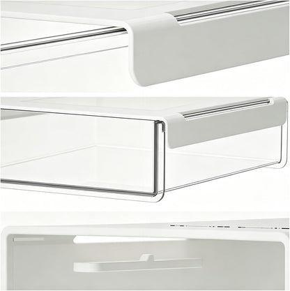 Under Desk Drawer, No Drill Under Desk Storage for Desk Organization, Adhesive Drawer for Home Office & Dorm Essentials, ABS Plastic Hidden Tray for Pens & Notepads