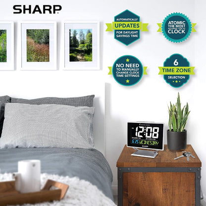 Atomic Alarm Clock, Auto Set, Color Display, Dual Alarm, Calendar