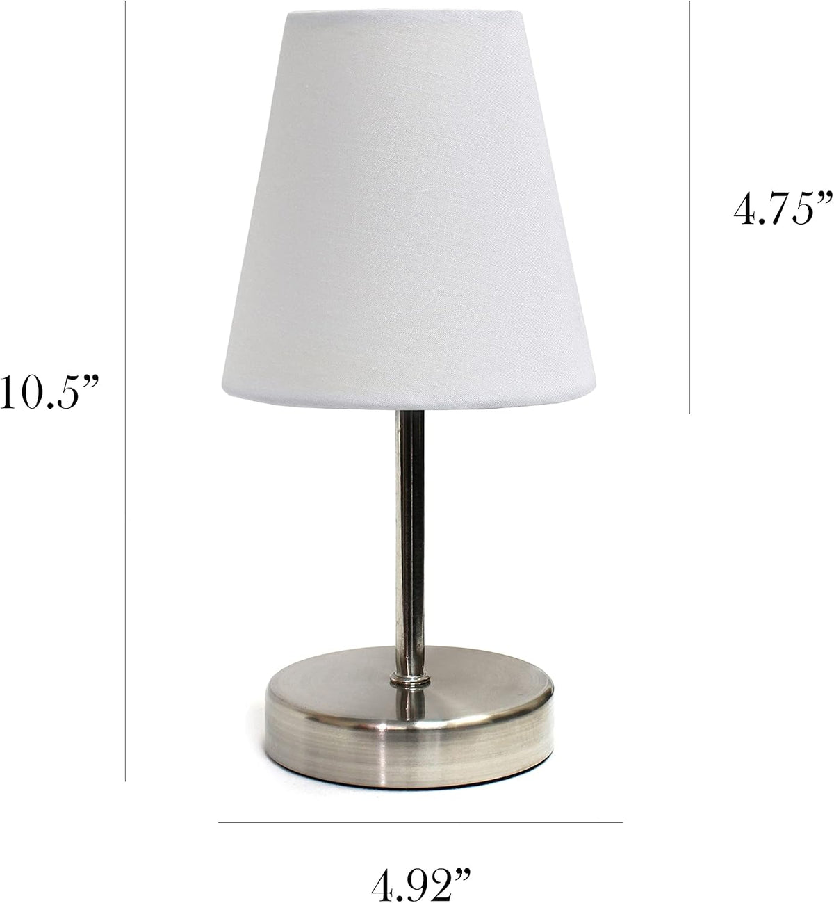 LT2013-WHT Mini Basic Sand Nickel Table Lamp with Fabric Shade, White