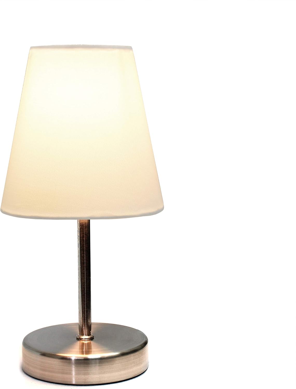 LT2013-WHT Mini Basic Sand Nickel Table Lamp with Fabric Shade, White