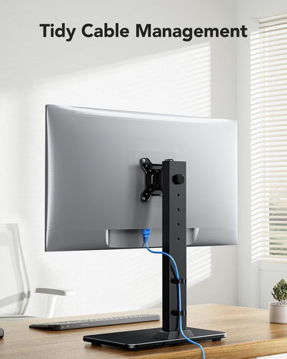 Monitor Stand, Freestanding VESA Mount for 13 to 34 Inch Screens, Holds up to 44lbs, 5 Height Options, Swivel Desk Stand Riser With 360 Rotation, VESA 75x75mm/100x100mm