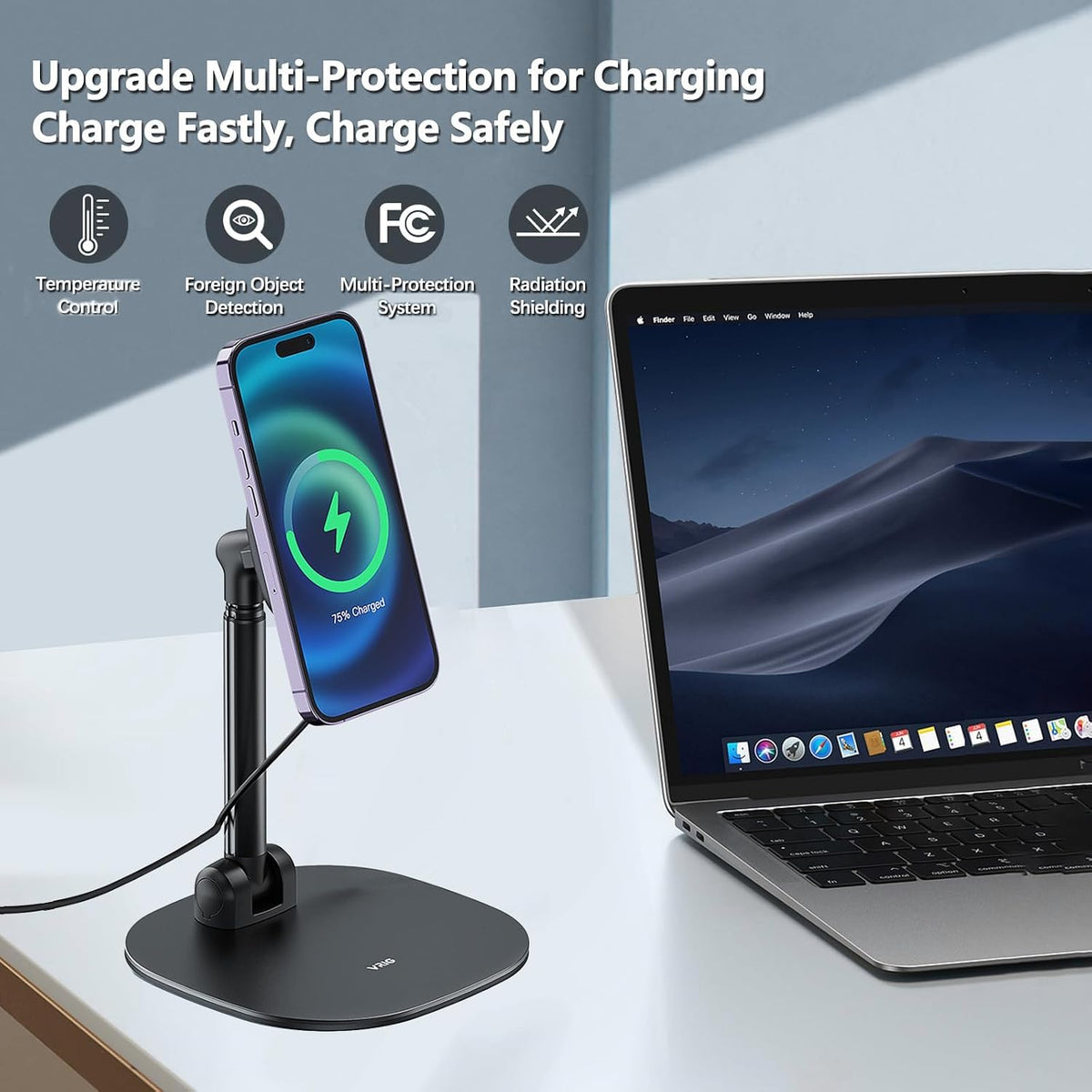 VRIG Magnetic Wireless Charger Phone Stand 360°Rotation Desk Phone Holder