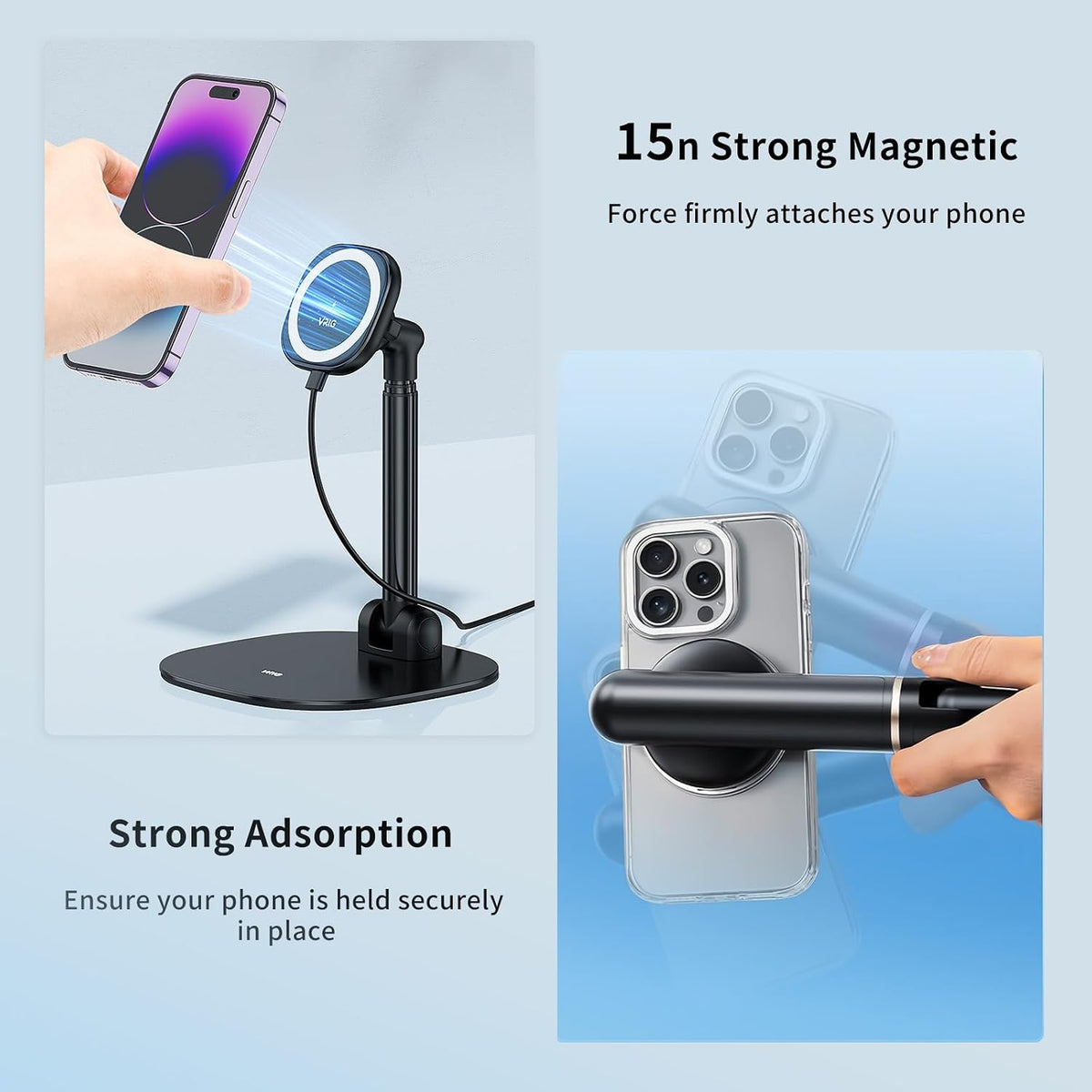 VRIG Magnetic Wireless Charger Phone Stand 360°Rotation Desk Phone Holder