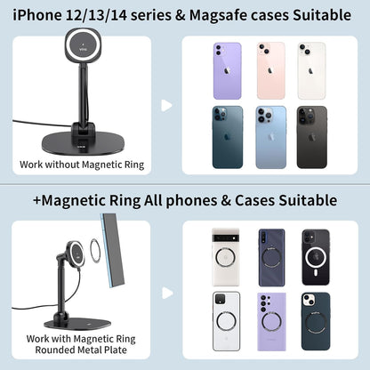 VRIG Magnetic Wireless Charger Phone Stand 360°Rotation Desk Phone Holder
