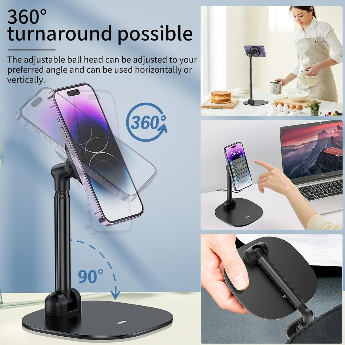 VRIG Magnetic Wireless Charger Phone Stand 360°Rotation Desk Phone Holder
