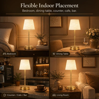 Rechargeable Cordless Table Lamp, Nightstand to End Table,Gold,1 Pack
