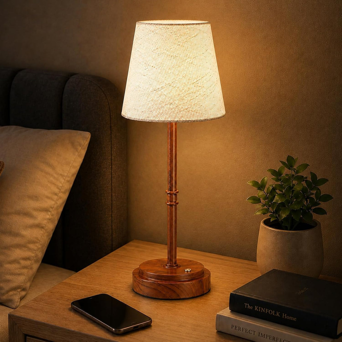Rechargeable Cordless Table Lamp, Nightstand to End Table,Gold,1 Pack