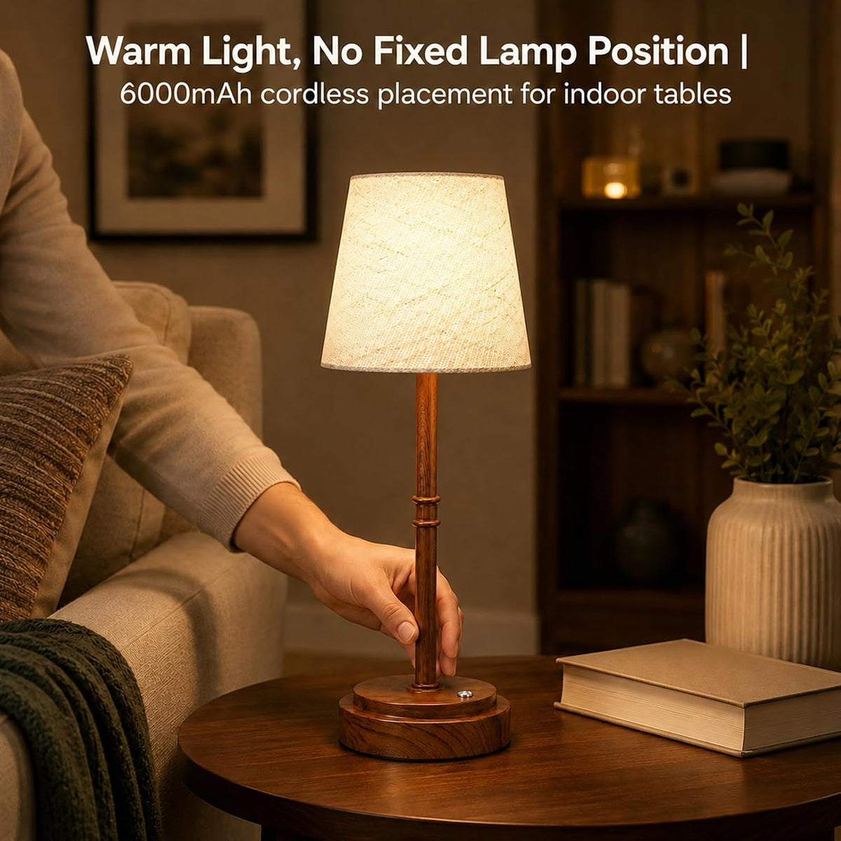 Rechargeable Cordless Table Lamp, Nightstand to End Table,Gold,1 Pack