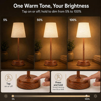 Rechargeable Cordless Table Lamp, Nightstand to End Table,Gold,1 Pack