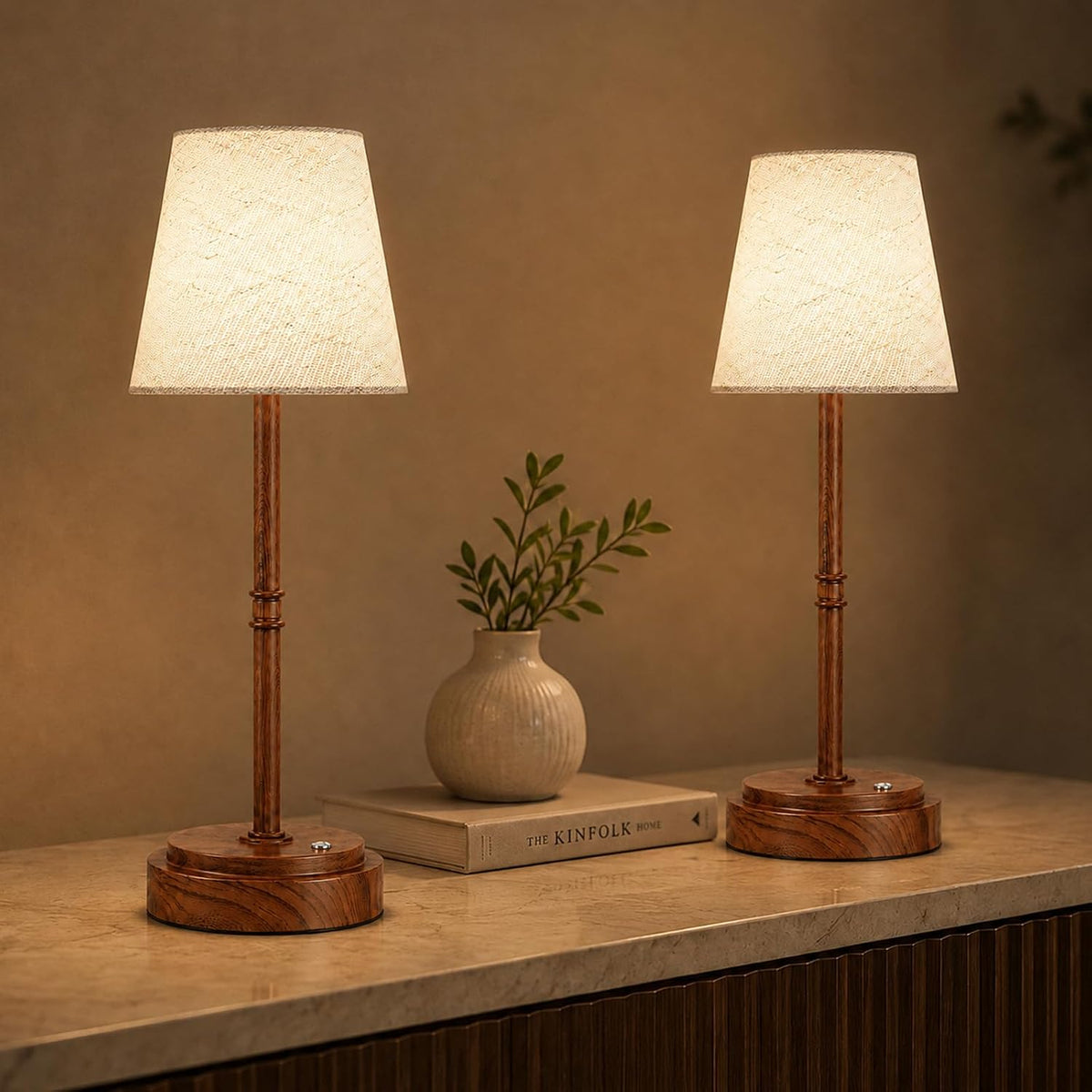 Rechargeable Cordless Table Lamp, Nightstand to End Table,Gold,1 Pack