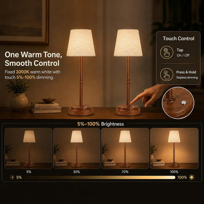 Rechargeable Cordless Table Lamp, Nightstand to End Table,Gold,1 Pack