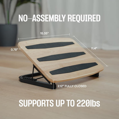 Adjustable Under Desk Foot Stool - Ergonomic Foot Rest with 7 Angles - Walnut