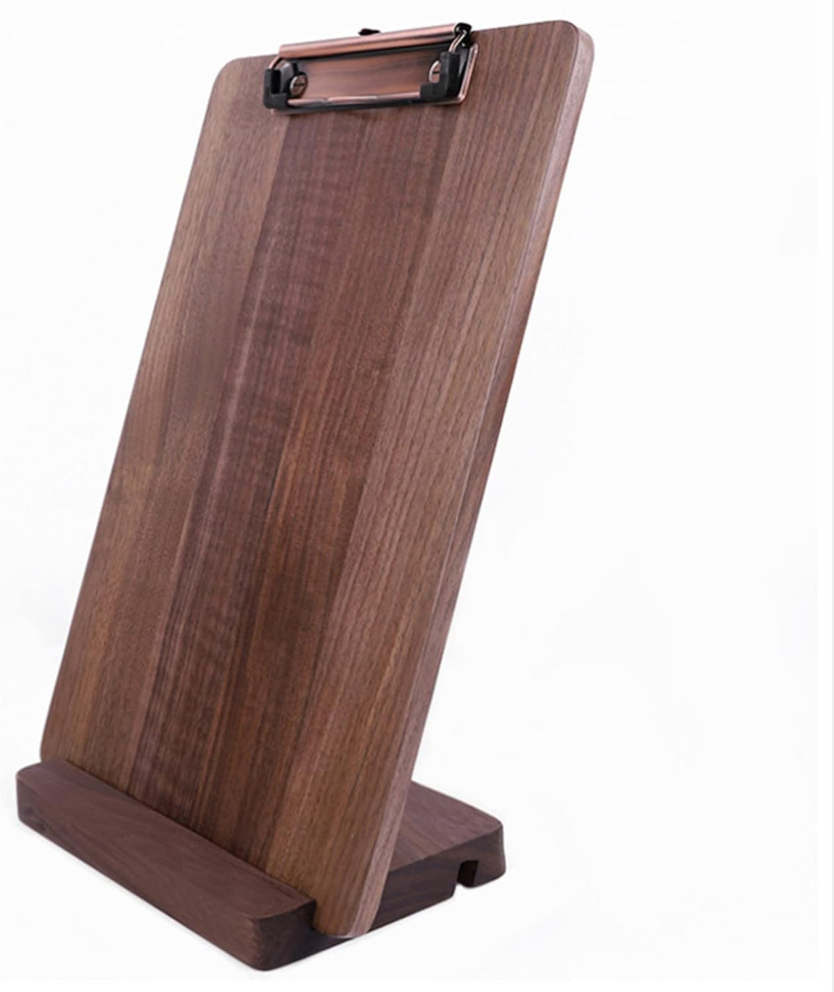 Solid Hardwood Walnut Clipboard with Stand Set - Ideal for Menu Display, Receipt Holder, and More for Restaurants, Bars, Coffee Shops, Self-Service BBQ, Tables, and Countertops