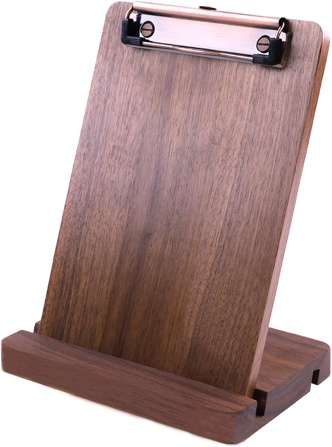 Solid Hardwood Walnut Clipboard with Stand Set - Ideal for Menu Display, Receipt Holder, and More for Restaurants, Bars, Coffee Shops, Self-Service BBQ, Tables, and Countertops